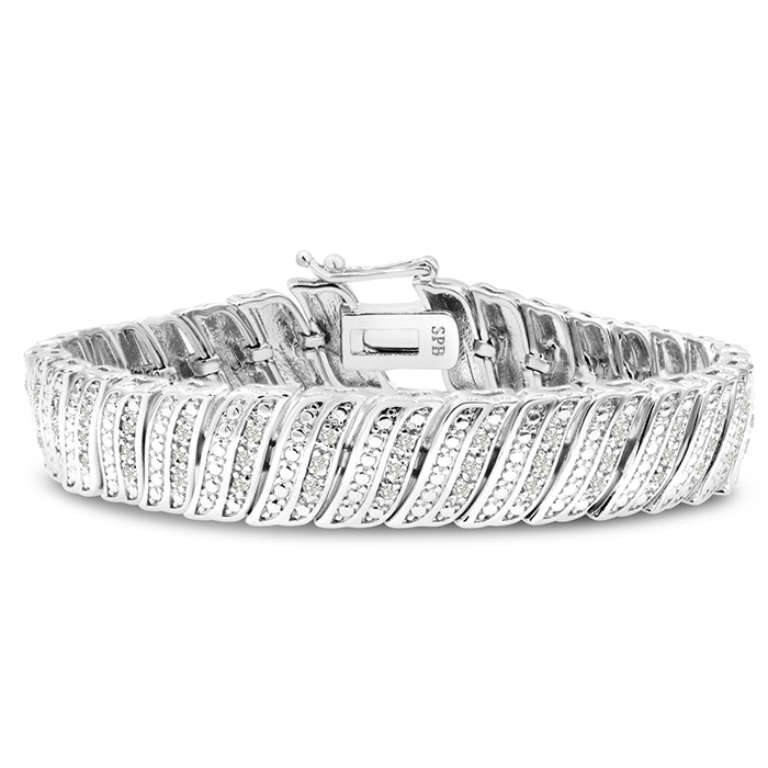 1 Carat Diamond Wave Bracelet, 7 Inches,  by SuperJeweler