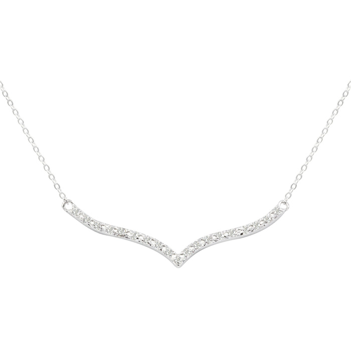 19 Natural Diamond Curved V Chain Necklace, 17 Inches,  by SuperJeweler