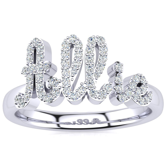 Personalized Diamond Name Ring in 14K White Gold (4.70 g) - 5 Letters, 1/3cttw, , Size 4 by SuperJeweler