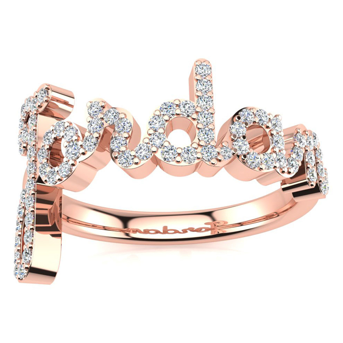 Personalized Diamond Name Ring in 14K Rose Gold (4.70 g) - 6 Letters, 3/8cttw, , Size 4 by SuperJeweler