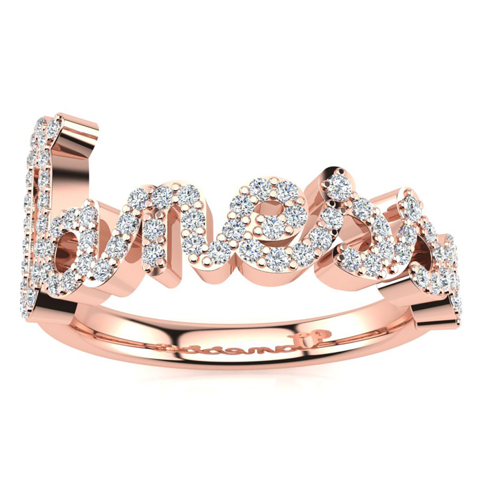 Personalized Diamond Name Ring in 14K Rose Gold (4.70 g) - 7 Letters, 3/8cttw, , Size 4 by SuperJeweler