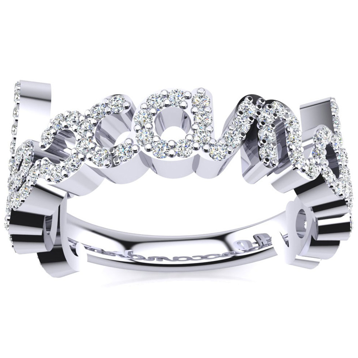 Personalized Diamond Name Ring in 14K White Gold (5.30 g) - 9 Letters, 0.60cttw, , Size 4 by SuperJeweler