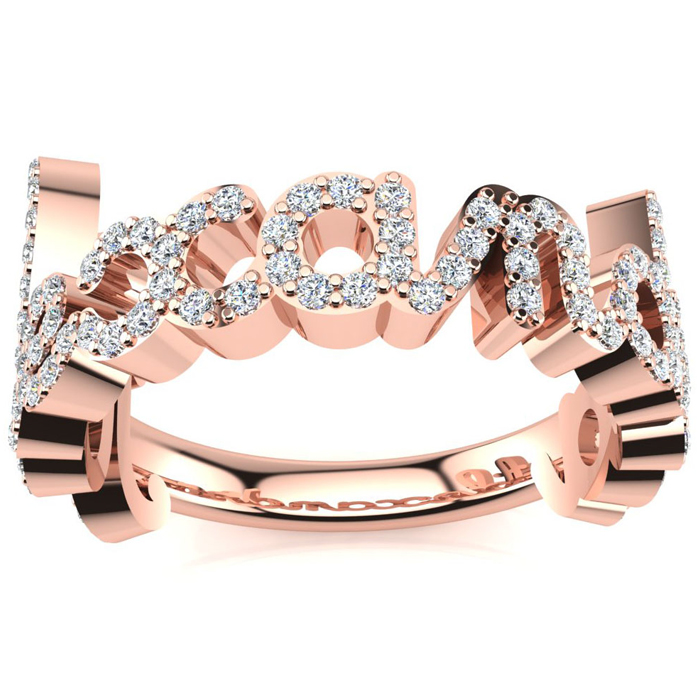 Personalized Diamond Name Ring in 14K Rose Gold (5.30 g) - 9 Letters, 0.60cttw, , Size 4 by SuperJeweler