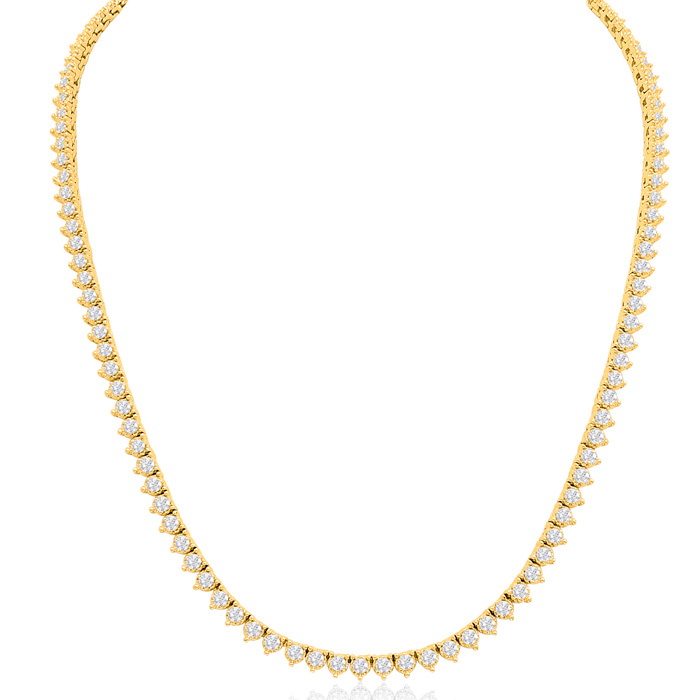 14K Yellow Gold (28 g) 8.33 Carat Diamond Tennis Necklace  17 Inc