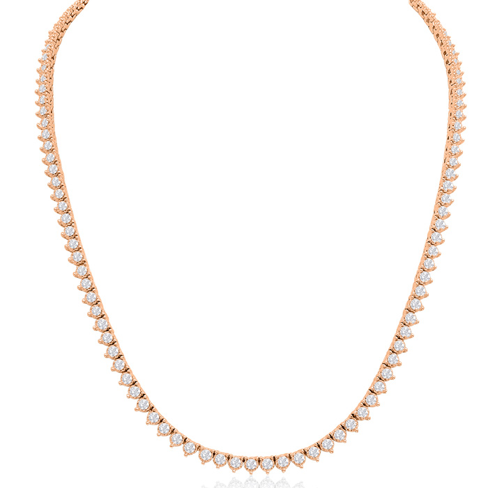 14K Rose Gold (28 g) 8.33 Carat Diamond Tennis Necklace, 17 Inches (, I2) by SuperJeweler