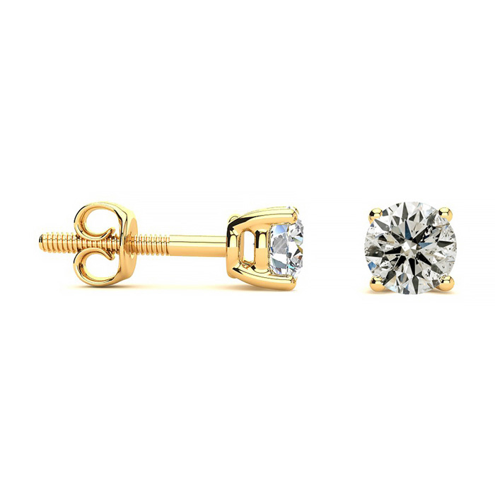 Nearly 3/4 Carat Diamond Stud Earrings in 14K Yellow Gold (1.1 Grams) Long Post Earrings (, ) by SuperJeweler