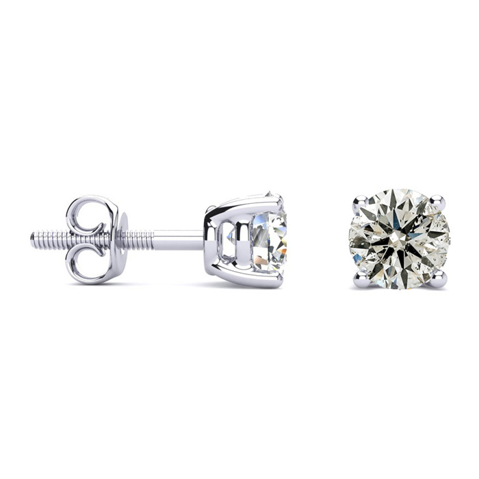 0.85 Carat Diamond Stud Earrings in 14K White Gold (1.2 Grams) Long Post Earrings (, ) by SuperJeweler