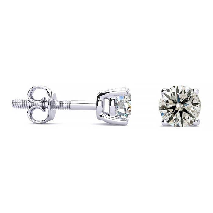 1/2 Carat Diamond Stud Earrings In 14K White Gold (.9 Grams) Long Post Earrings (J-K, I2) By SuperJeweler