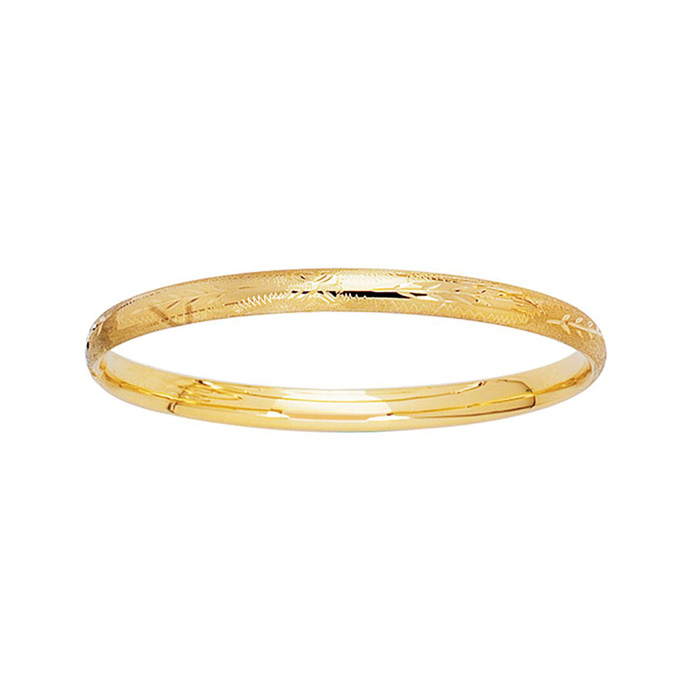 14K Yellow Gold (3.10 g) Kids Floral Bangle Bracelet, 5 1/2 Inches by SuperJeweler