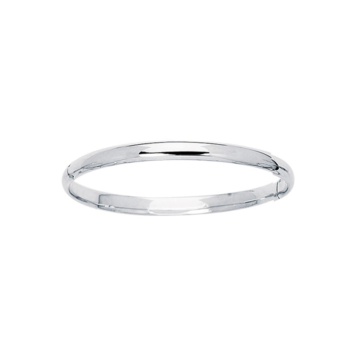 14K White Gold (3.10 g) Kids Bangle Bracelet, 5 1/2 Inches by SuperJeweler