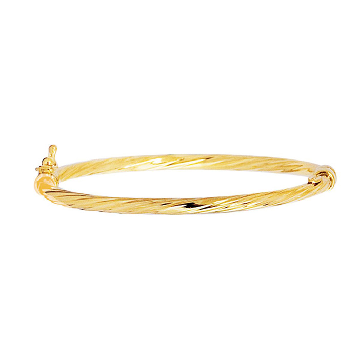 14K Yellow Gold (3 G) Kids Twisted Rope Bangle Bracelet, 5 1/2 Inches By SuperJeweler