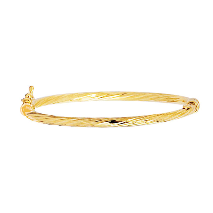 14K Yellow Gold (3 g) Kids Twisted Rope Bangle Bracelet, 5 1/2 Inches by SuperJeweler