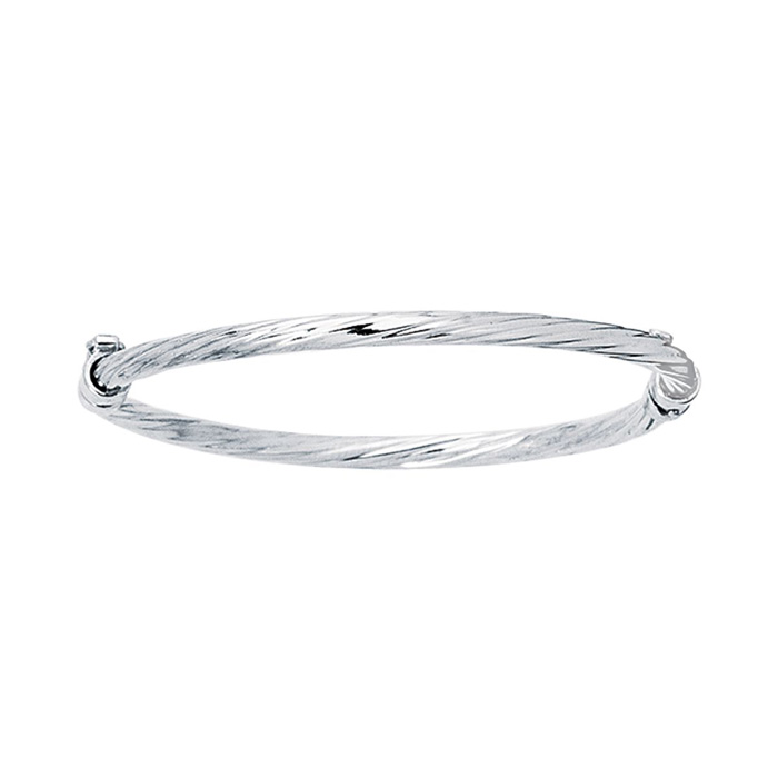 14K White Gold (3.20 g) Kids Twisted Rope Bangle Bracelet, 5 1/2 Inches by SuperJeweler