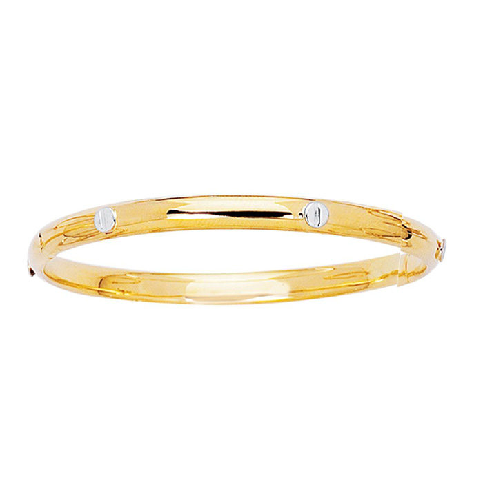 14K Two Tone Gold (3.50 g) Kids Bangle Bracelet, 5 1/2 Inches by SuperJeweler