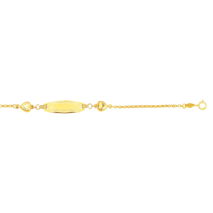 14K Yellow Gold (2.50 g) Kids Heart ID Bracelet, 6 Inches by SuperJeweler
