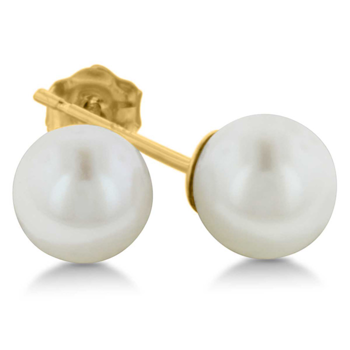 14K Yellow Gold Kids 8MM Pearl Stud Earrings by SuperJeweler