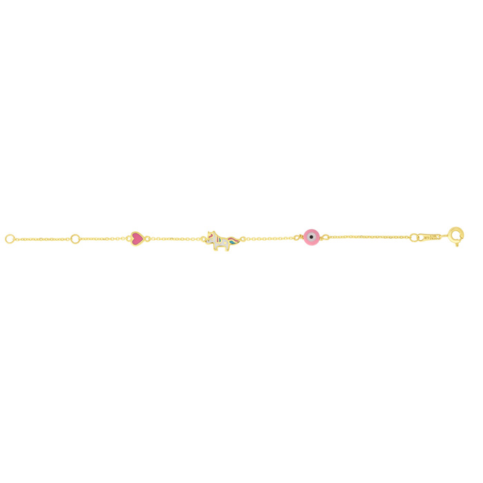 14K Yellow Gold (1.12 g) Kids Unicorn Bracelet, 5 1/2 Inches by SuperJeweler