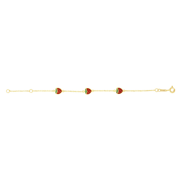14K Yellow Gold (1.15 g) Kids Strawberry Bracelet, 5 1/2 Inches by SuperJeweler