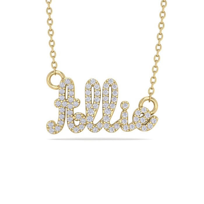 Personalized Diamond Name Necklace in 14K Yellow Gold (4.80 g) - 5 Letters, 1/3cttw, , 16 Inch Chain by SuperJeweler