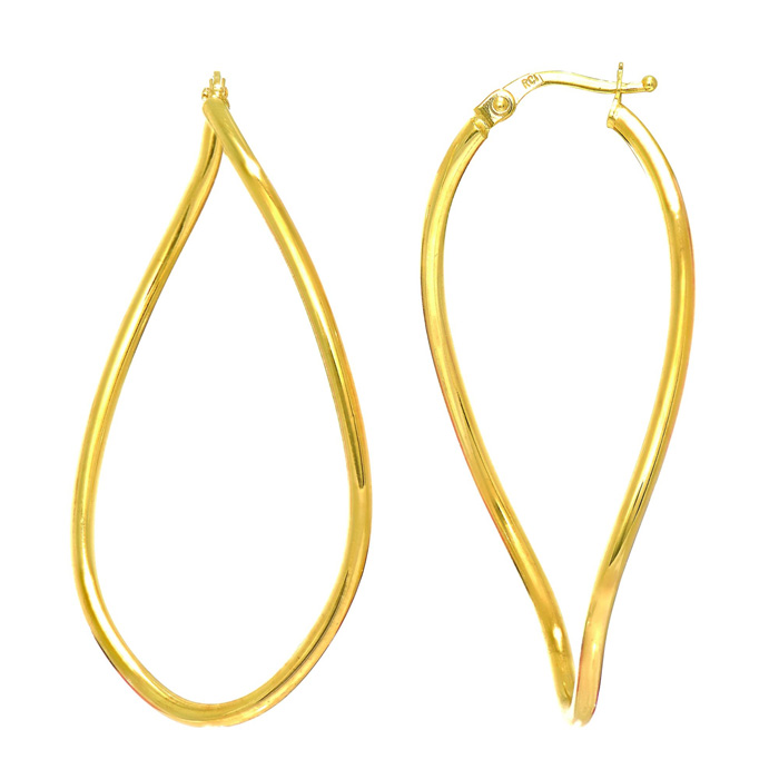 14K Yellow Gold (2 g) Twisted Oval Hoop Earrings, 2 Inches by SuperJeweler