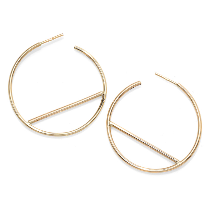 14K Yellow Gold (3.30 g) Bar Hoop Earrings, 1 3/4 Inch by SuperJeweler