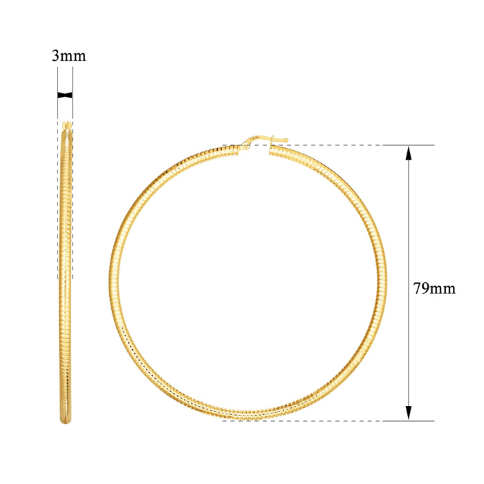 3 inch 14k gold deals hoop earrings