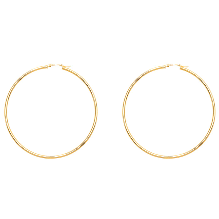 14K Yellow Gold (3.60 g) Large Hoop Earrings, 2.5 Inches by SuperJeweler