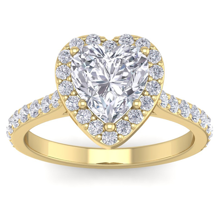 2.5 Carat Heart Shape Halo Diamond Engagement Ring in 14K Yellow Gold (4.40 g) by SuperJeweler