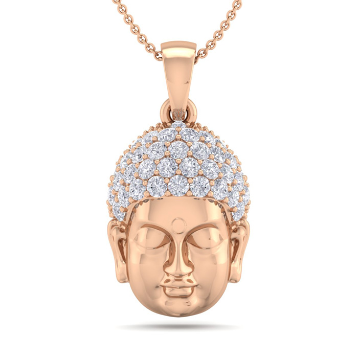 1/2 Carat Diamond Buddha Necklace In 14K Rose Gold, 18 Inches, I/J By SuperJeweler