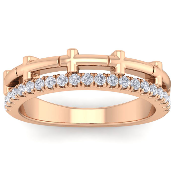 1/3 Carat Diamond Cross Wedding Band in 14K Rose Gold (4 g) (, I1-I2), Size 4 by SuperJeweler