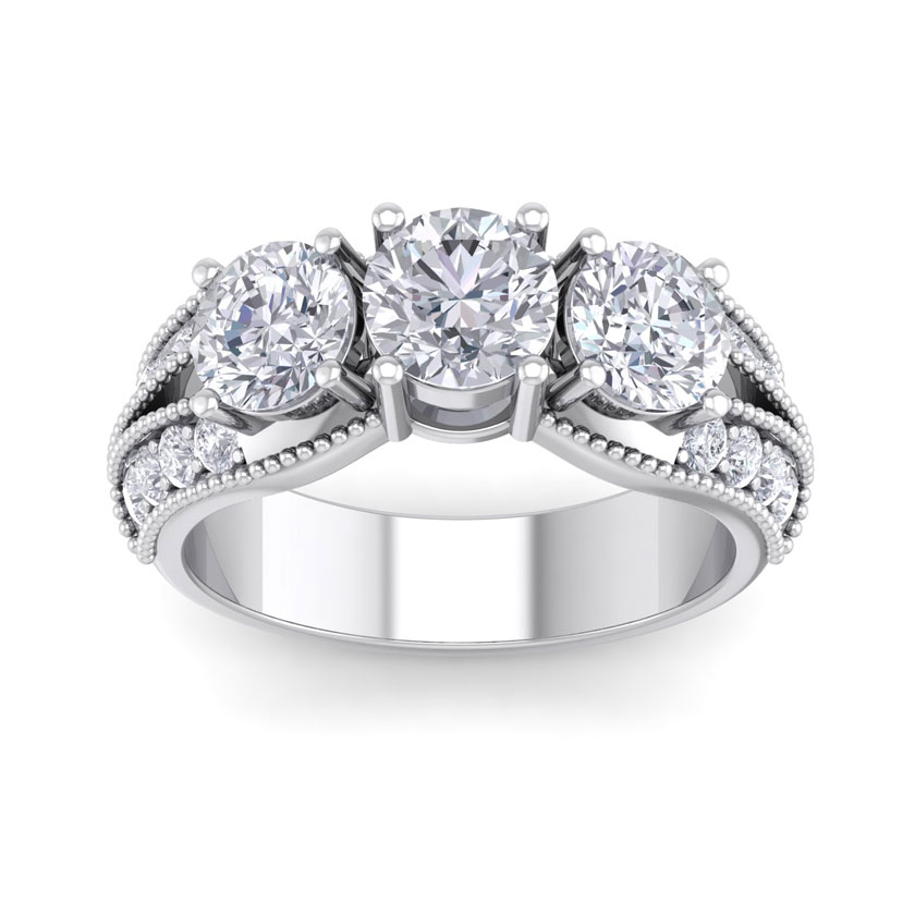 White gold store 3 diamond ring