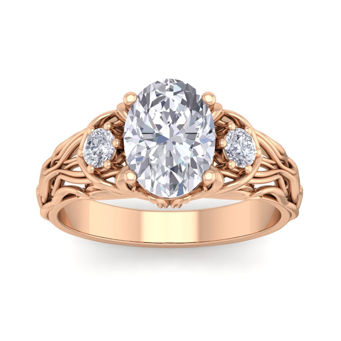 2 1/4 Carat Oval Shape Diamond Intricate Vine Engagement Ring in 14K Rose Gold (5.70 g) (  SI2-I1)  Size 8.5 by SuperJeweler