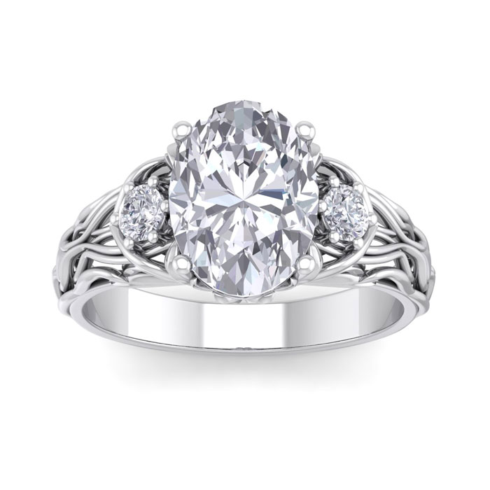 3 1/4 Carat Oval Shape Diamond Intricate Vine Engagement Ring in 14K White Gold (5.80 g) (  SI2-I1)  Size 6 by SuperJeweler