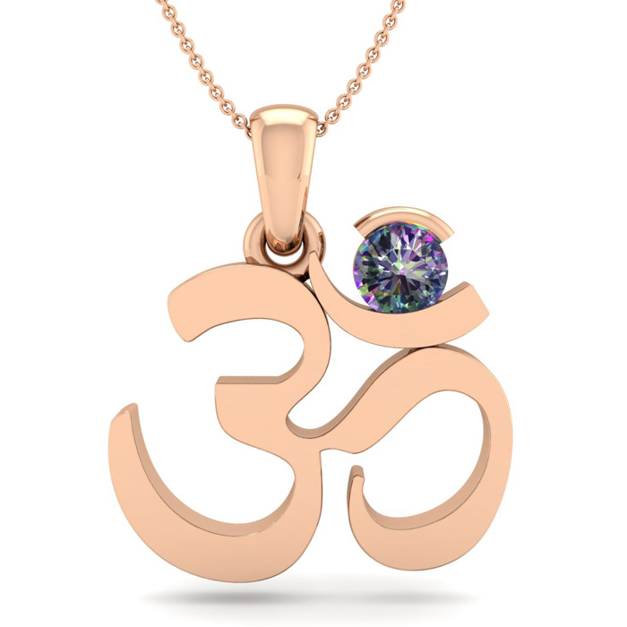 1/3 Carat Mystic Topaz Om Necklace in 14K Rose Gold (2.50 g), 18 Inches by SuperJeweler