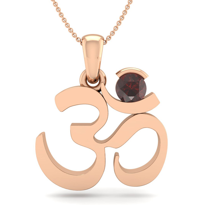 0.40 Carat Garnet Om Necklace in 14K Rose Gold (2.50 g), 18 Inches by SuperJeweler