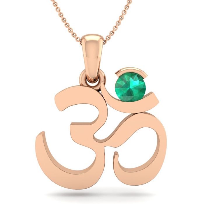 1/4 Carat Emerald Om Necklace in 14K Rose Gold (2.50 g), 18 Inches by SuperJeweler