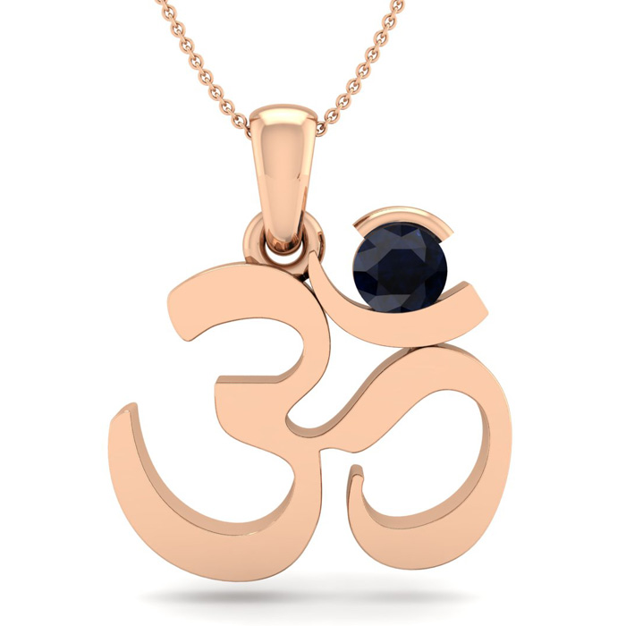 1/3 Carat Sapphire Om Necklace in 14K Rose Gold (2.50 g), 18 Inches by SuperJeweler