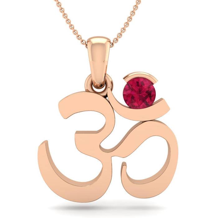 1/3 Carat Ruby Om Necklace in 14K Rose Gold (2.50 g), 18 Inches by SuperJeweler