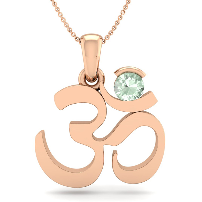 1/4 Carat Green Amethyst Om Necklace in 14K Rose Gold (2.50 g), 18 Inches by SuperJeweler