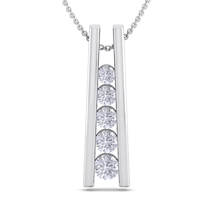 1/4 Carat Diamond Journey Ladder Necklace in 14K White Gold (4 g), 18 Inches,  by SuperJeweler