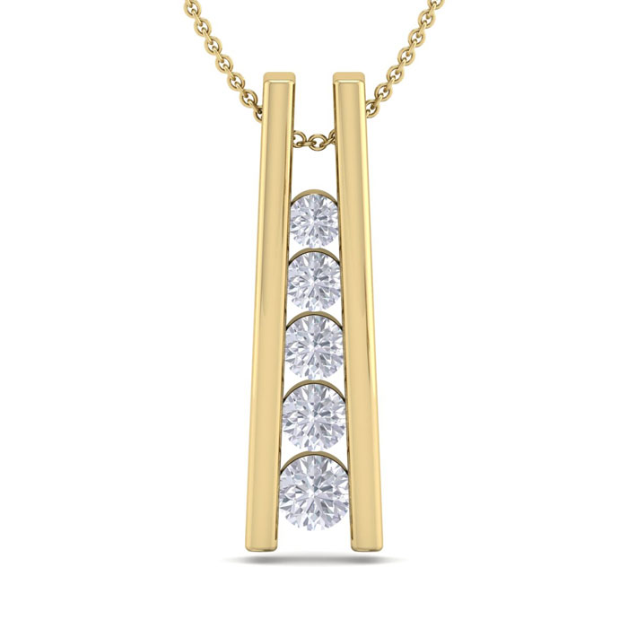 1/4 Carat Diamond Journey Ladder Necklace in 14K Yellow Gold (4 g), 18 Inches,  by SuperJeweler