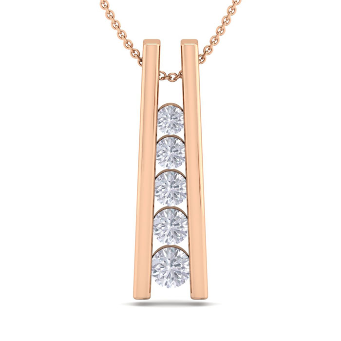 1/4 Carat Diamond Journey Ladder Necklace in 14K Rose Gold (4 g), 18 Inches,  by SuperJeweler