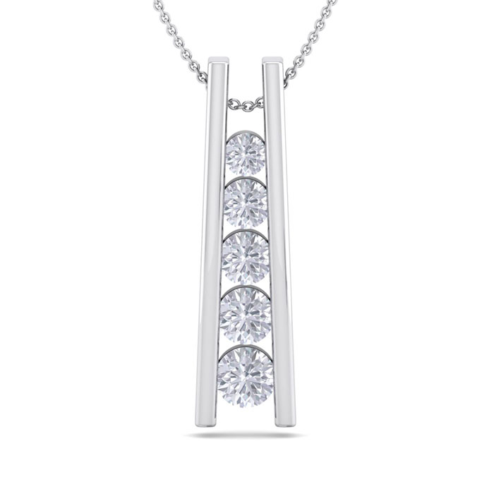 1/2 Carat Diamond Journey Ladder Necklace in 14K White Gold (4.30 g), 18 Inches,  by SuperJeweler