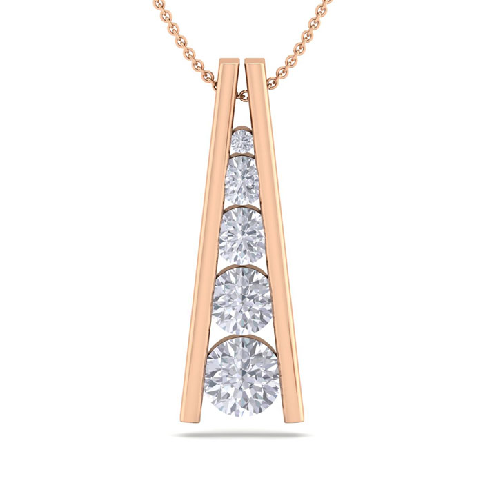 1 Carat Diamond Journey Ladder Necklace in 14K Rose Gold (5 g), 18 Inches,  by SuperJeweler