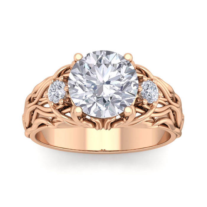 3 1/4 Carat Round Shape Diamond Intricate Vine Engagement Ring in 14K Rose Gold (7 g) (  SI2-I1)  Size 4.5 by SuperJeweler