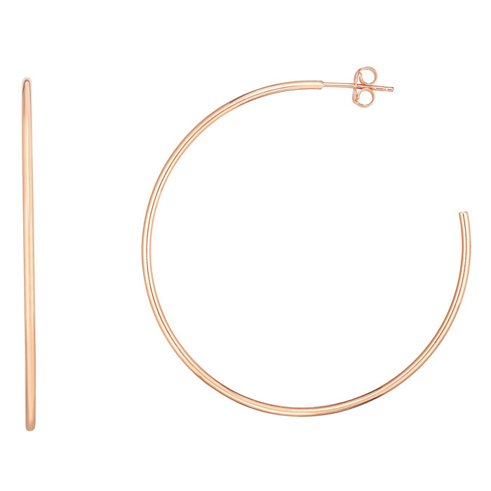 14K Rose Gold (2.30 g) Polished Hoop Earrings, 2 Inches by SuperJeweler