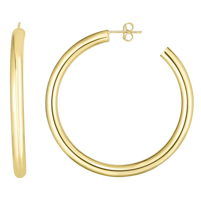 14K Yellow Gold (3.90 g) Thick Polished Hoop Earrings, 2 Inches by SuperJeweler