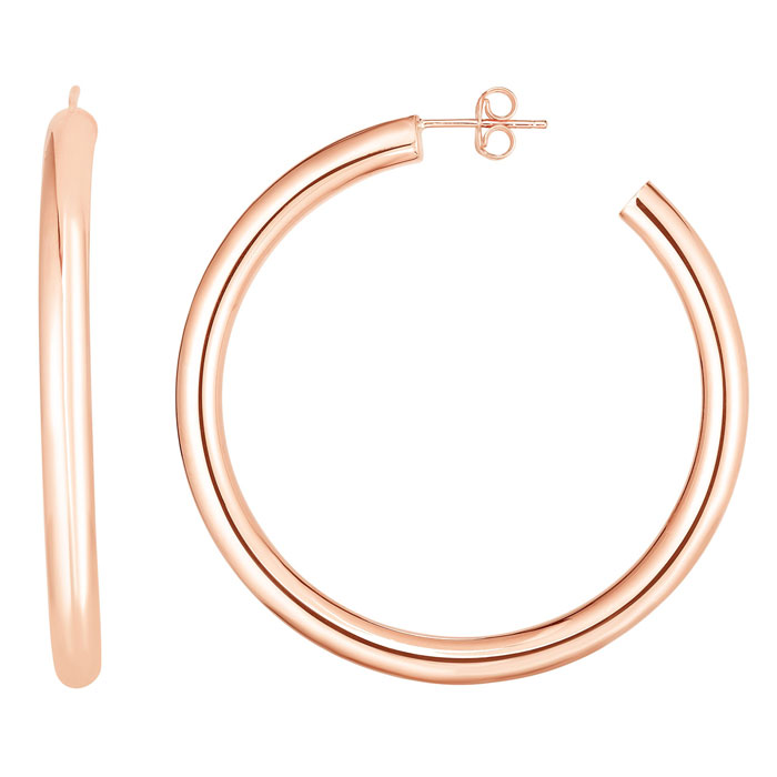 14K Rose Gold (3.90 g) Thick Polished Hoop Earrings, 2 Inches by SuperJeweler