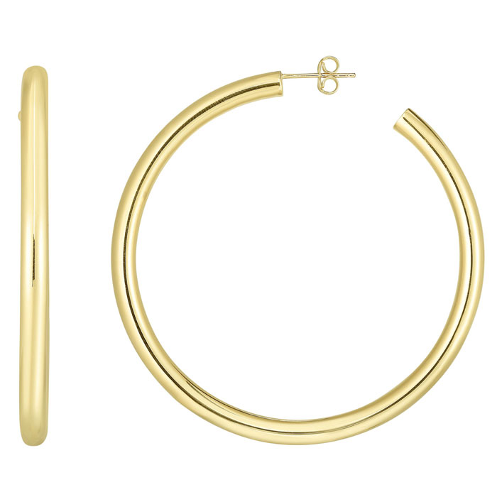 14K Yellow Gold (4.60 g) Thick Polished Hoop Earrings, 2 1/4 Inches by SuperJeweler