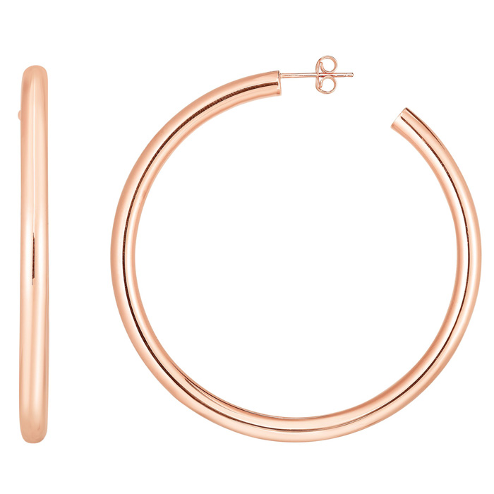 14K Rose Gold (4.60 g) Thick Polished Hoop Earrings, 2 1/4 Inches by SuperJeweler